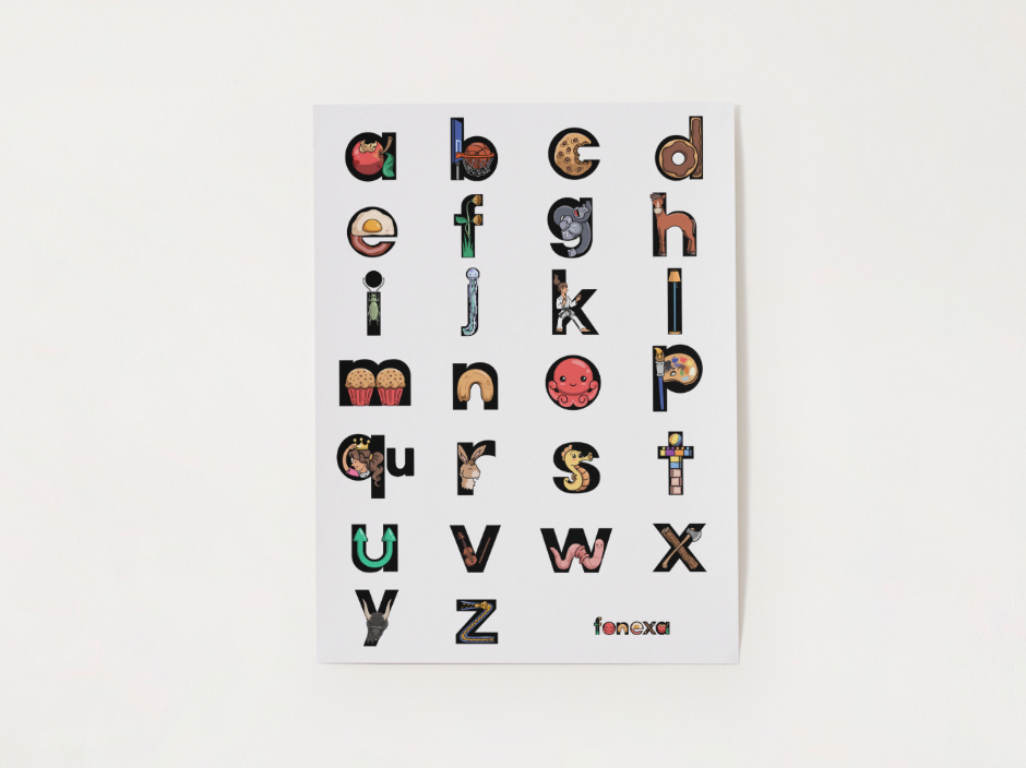 mnemonic alphabet poster for kids with letter sounds