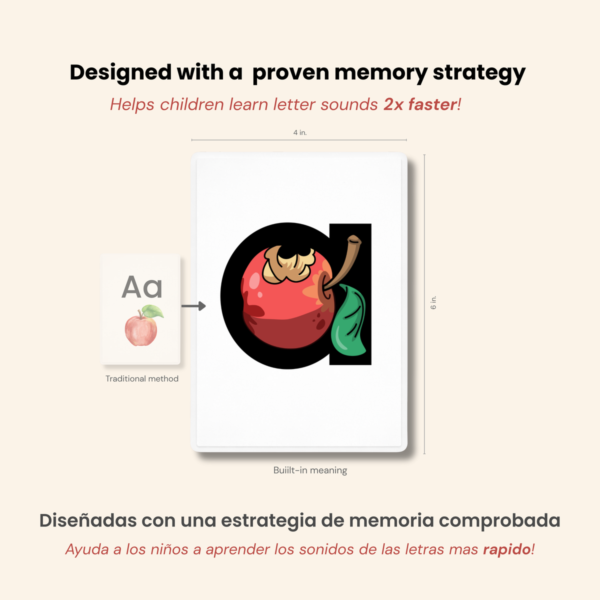 Educational product with letter 'A' and character illustration, designed to help children learn letter sounds faster.